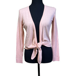 Garnet Hill Cashmere Tie-front Wrap Cardigan Peach Size XS Parisian Capsule